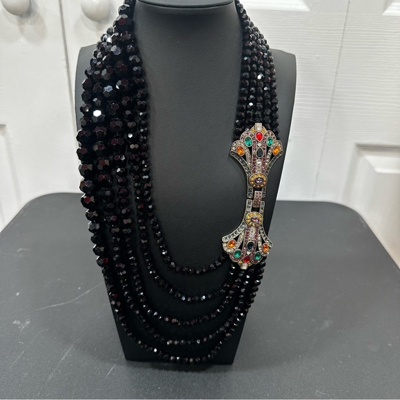 Heidi Daus  "Age of Elegance" Art Deco Black Beaded Necklace with Clasp - Picture 10 of 15